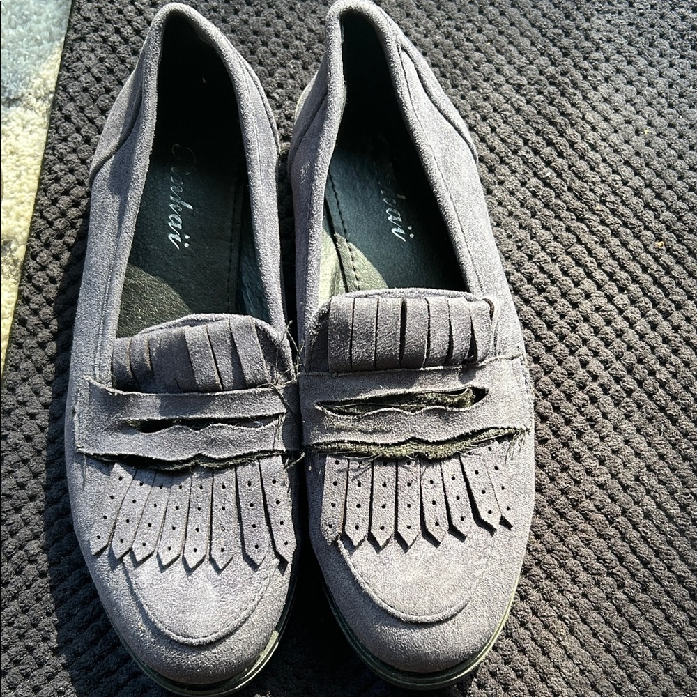 Elegant Gray Suede Loafers for Women